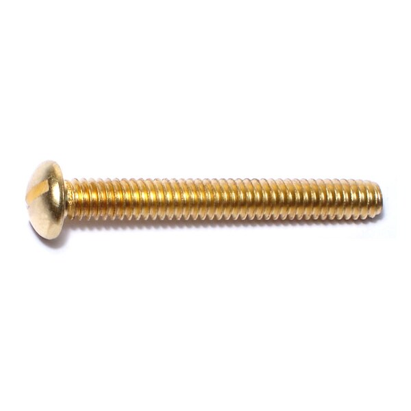 Midwest Fastener 1/4"-20 x 2 in Slotted Round Machine Screw, Plain Brass, 10 PK 61045 - main